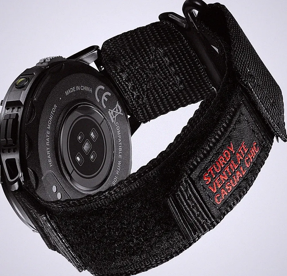 Uhrenarmband Nylon 22mm Herren Klettverschluss Sport Verstellbar für Smartwatch