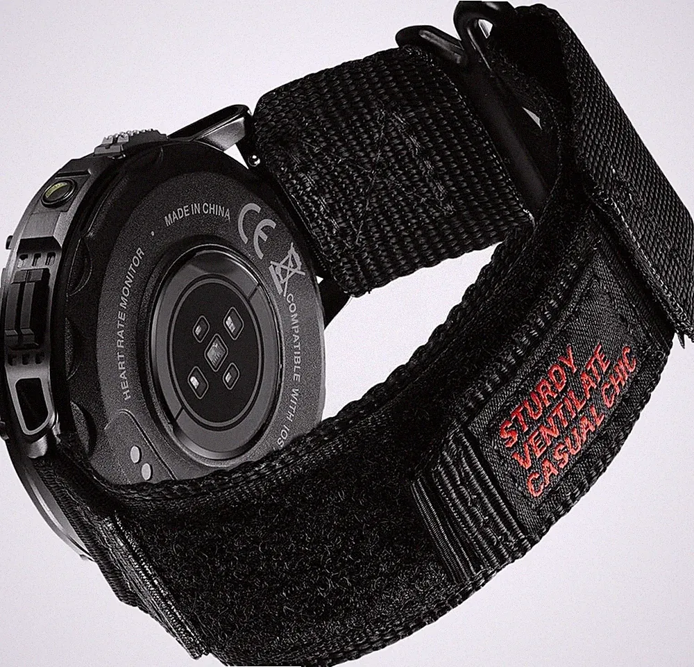 Uhrenarmband Nylon 22mm Klettverschluss Sport Verstellbar für Herren Smartwatch
