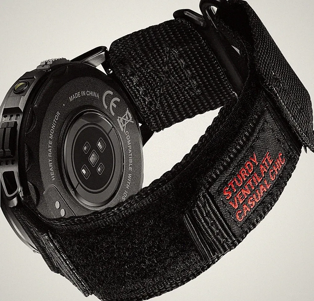 Uhrenarmband Nylon 22mm Klettverschluss Sport Verstellbar für Herren Smartwatch