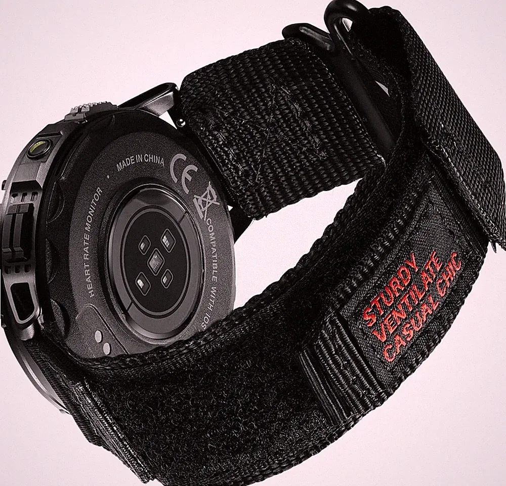 Uhrenarmband Nylon 22mm Klettverschluss Sport Verstellbar für Herren Smartwatch