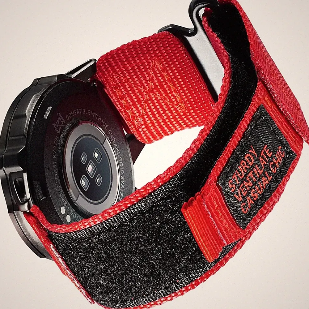 Uhrenarmband Nylon 22mm Klettverschluss Verstellbar für Herren Sport Smartwatch