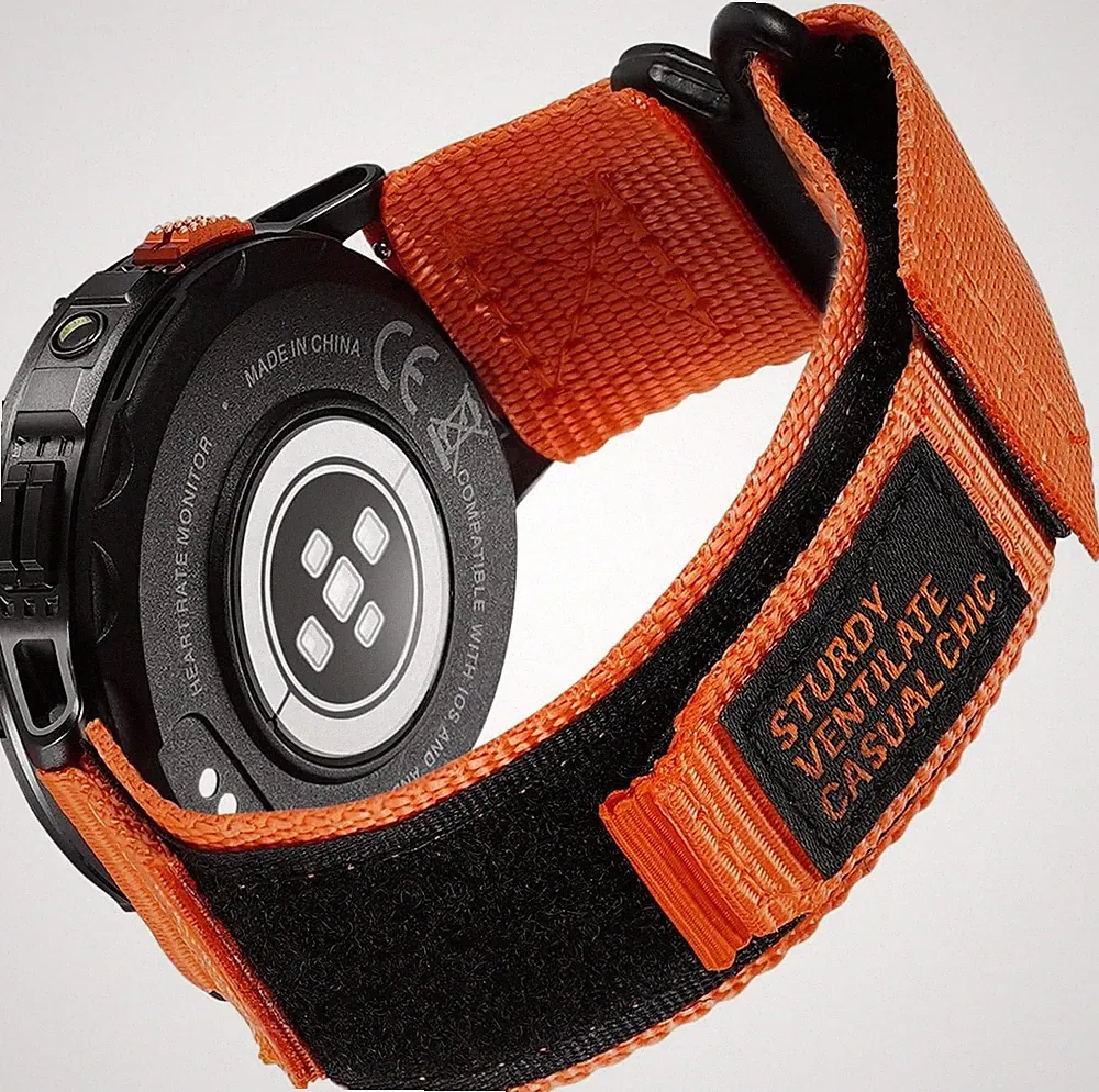 Uhrenarmband Nylon 22mm Klettverschluss Verstellbar Sport für Herren Smartwatch