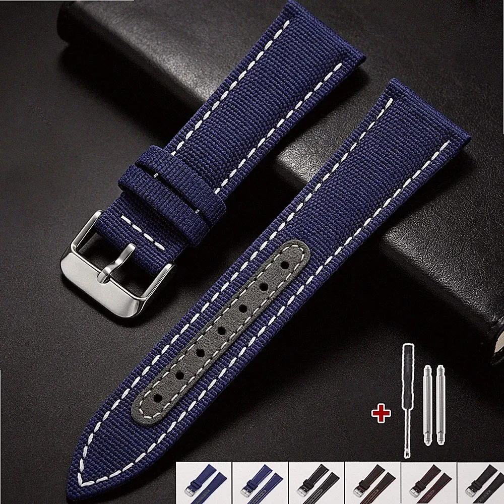 Uhrenarmband Seiko Omega 20mm 22mm Nylon Segeltuch Schwarz Blau Universal Textil