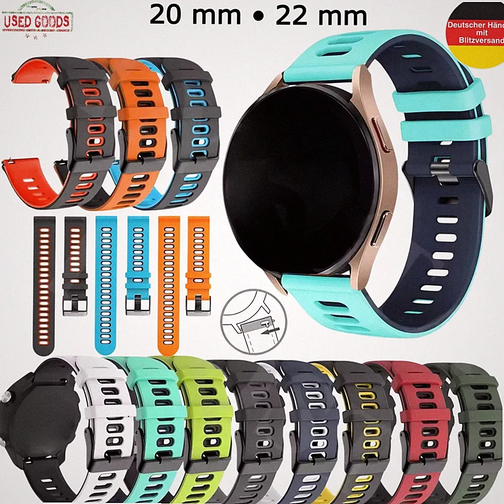 Uhrenarmband Silikon 20 22 mm 2-farbig Universell Samsung Redmi Ersatzband Band