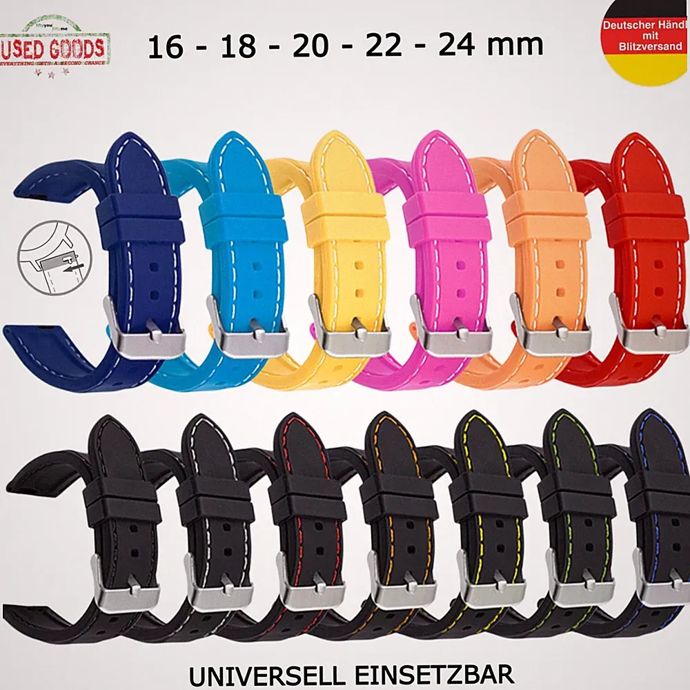 Uhrenarmband Silikon Armband 16 18 20 22 24 mm Universell Ersatzband Band Uhr