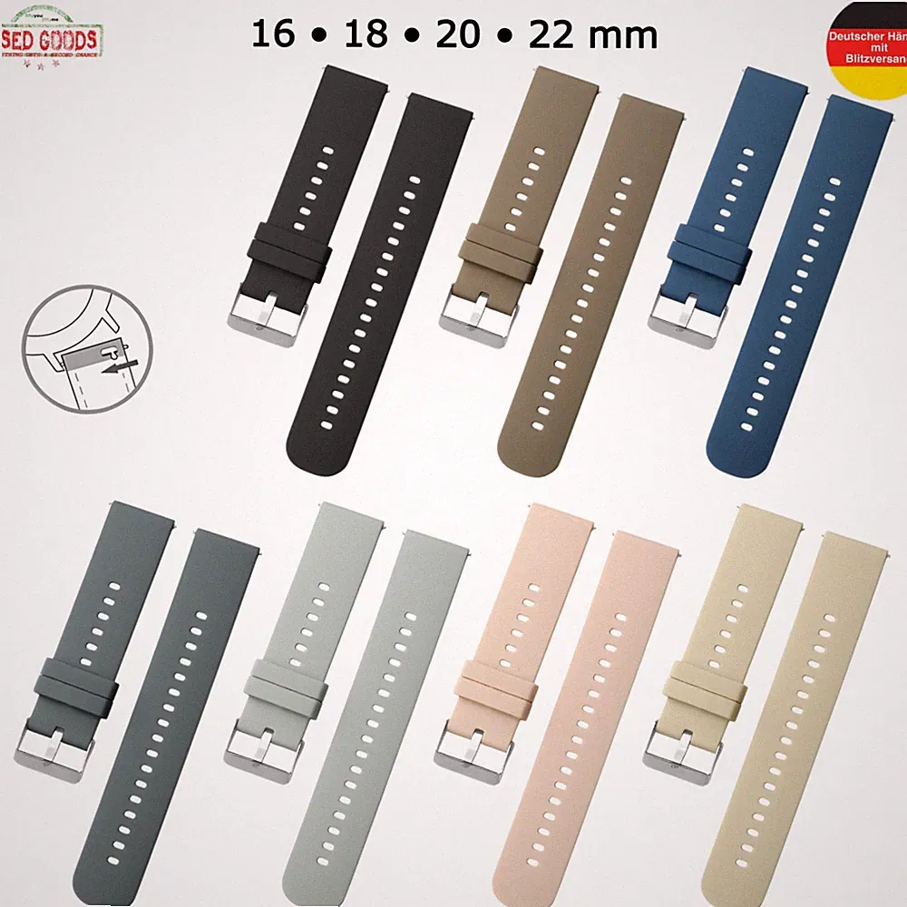 Uhrenarmband Silikon Armband 16 18 20 22 mm Universell Ersatzband Band Uhr