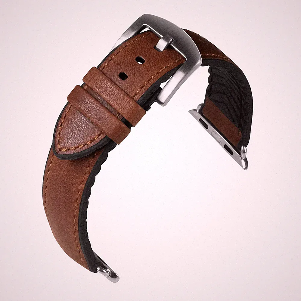 Uhrenarmband Smartwatch Leder, Silikon Braun von EUTec - 22, 24 mm