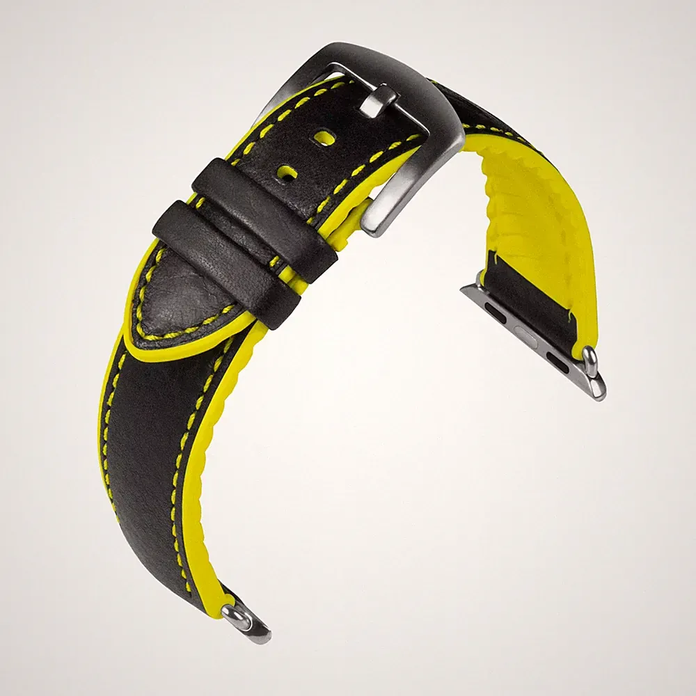 Uhrenarmband Smartwatch Leder, Silikon Gelb von EUTec - 22, 24 mm