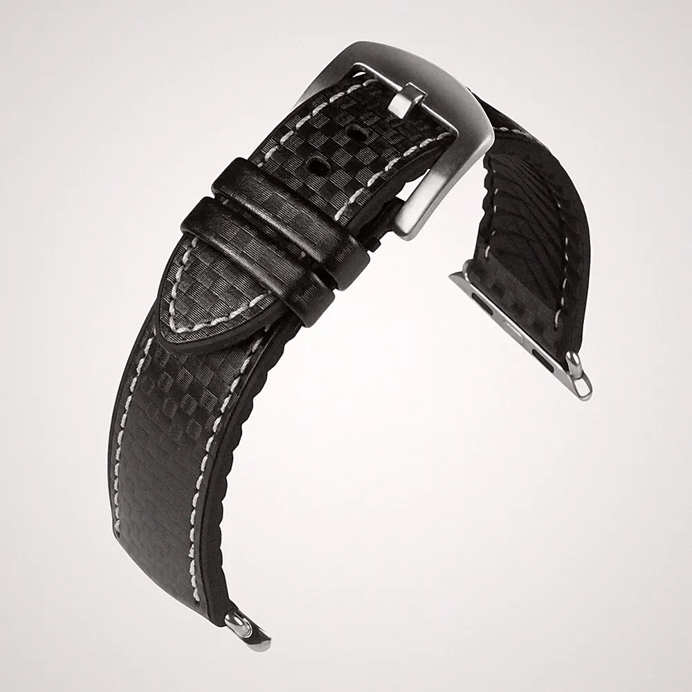 Uhrenarmband Smartwatch Leder, Silikon Schwarz/Weiß von EUTec - 22, 24 mm