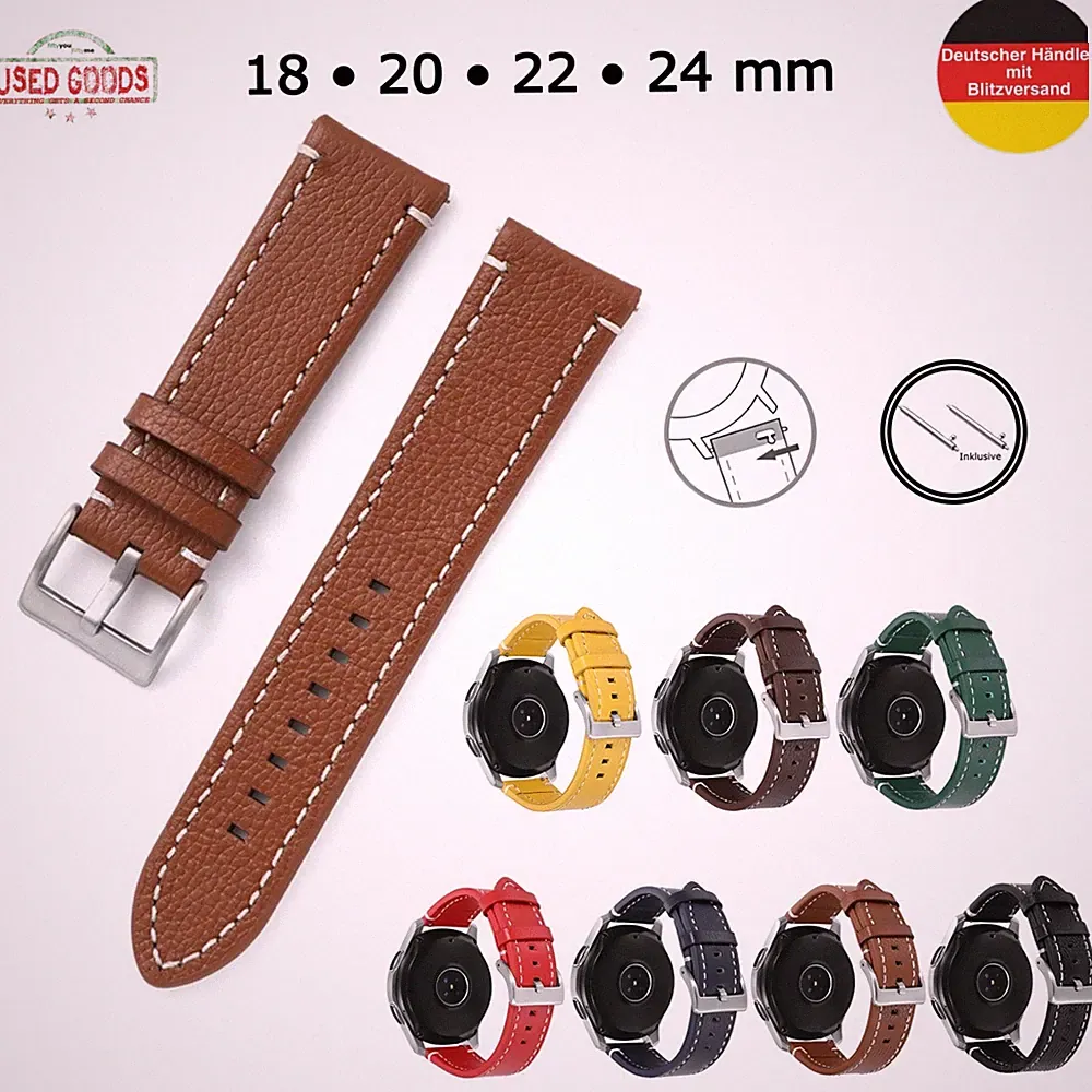 Uhrenarmband Vollleder Armband Universell 18 20 22 24 mm Ersatzband Ziernaht Uhr