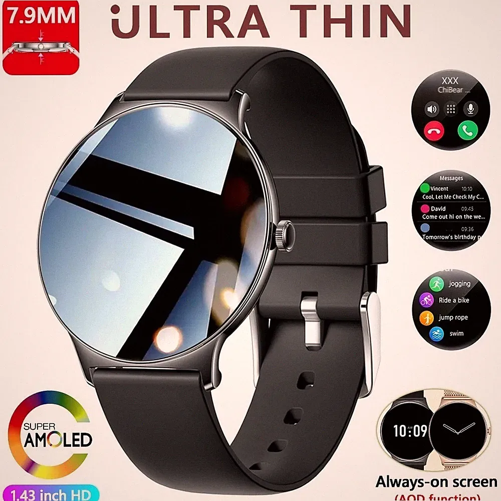 Ultradünne Smartwatch für Damen – Sport- und Fitness-Tracker mit Bluetoot