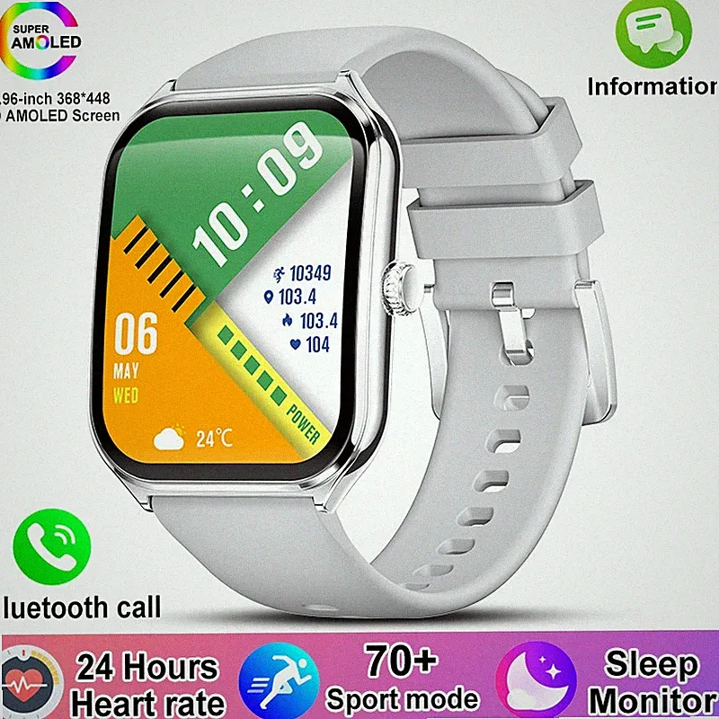Ultradünne Smartwatch Herren Damen HD AMOLED Bildschirm 70Sportmodus Bluetooth Ca