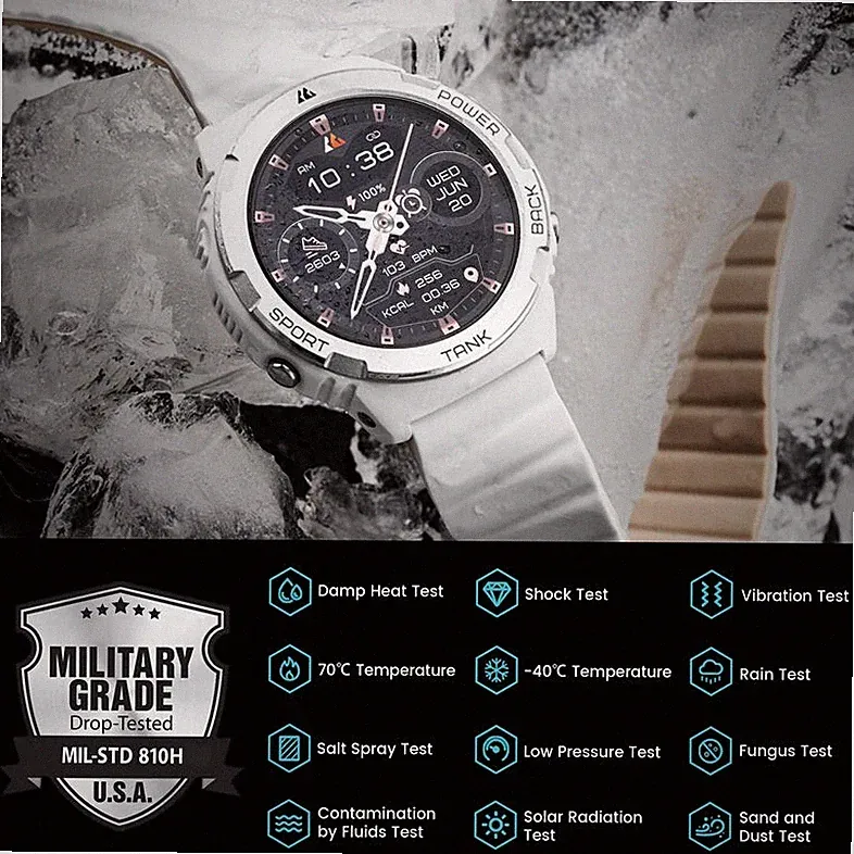 Unisex Outdoor Smart Watch Kospet Tank S1 Amoled Calls Fitness IP69K 5ATM Dive