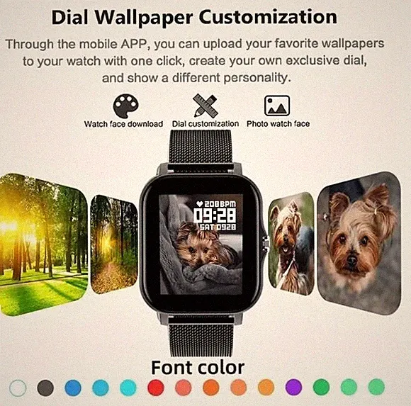 UNISEX Smartwatch Bluetooth Anrufe Fitnessuhr IP68 Puls Blutdruck iOS Android