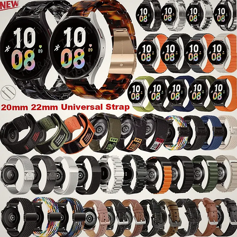Universal 20/22mm Armband Silikon/Nylon/Leder/Edelstahl Uhrenarmband Smartwatch
