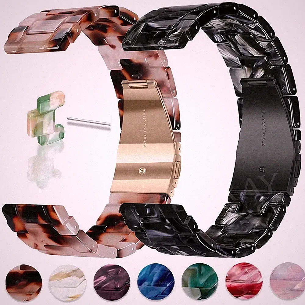 Universal Edelstahl Resin Armband Band 20mm 22mm Ersatz Smartwatch Uhrenarmband