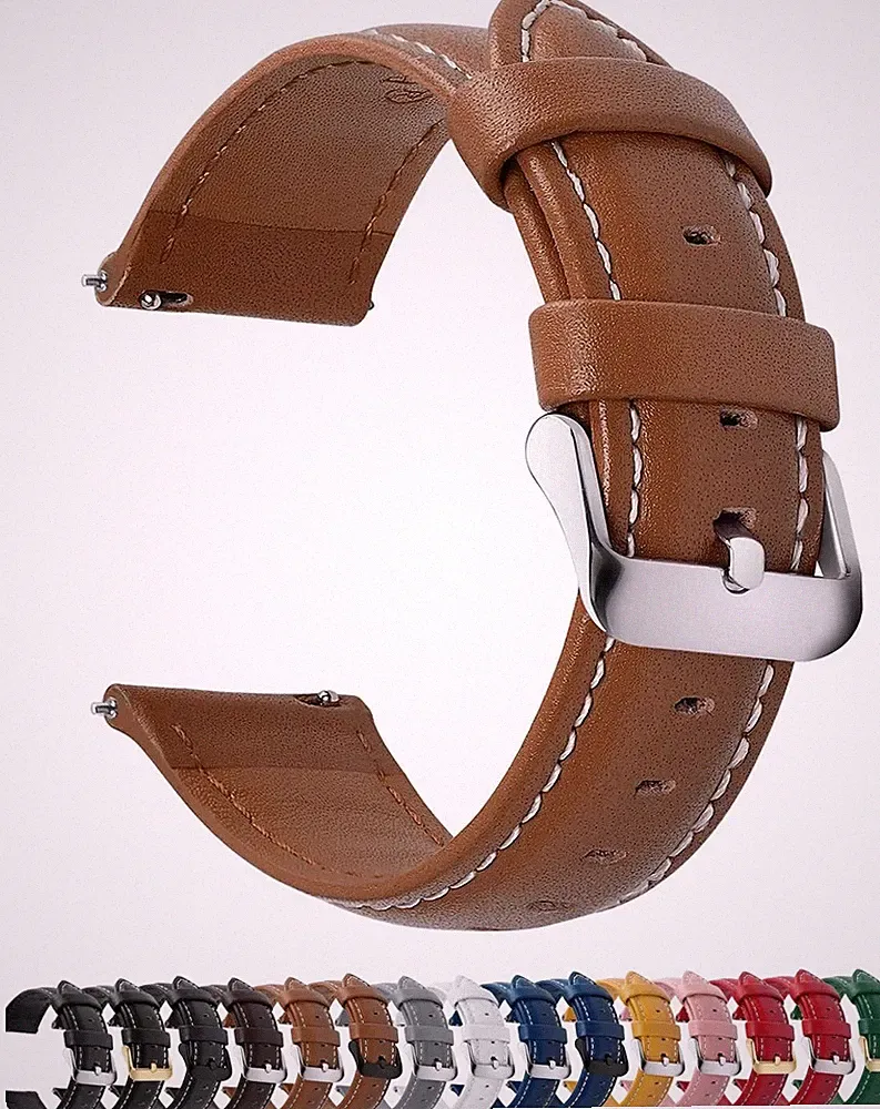 Universal Smartwatch Uhrenarmband 24mm Leder 12 Farben Damen Herren