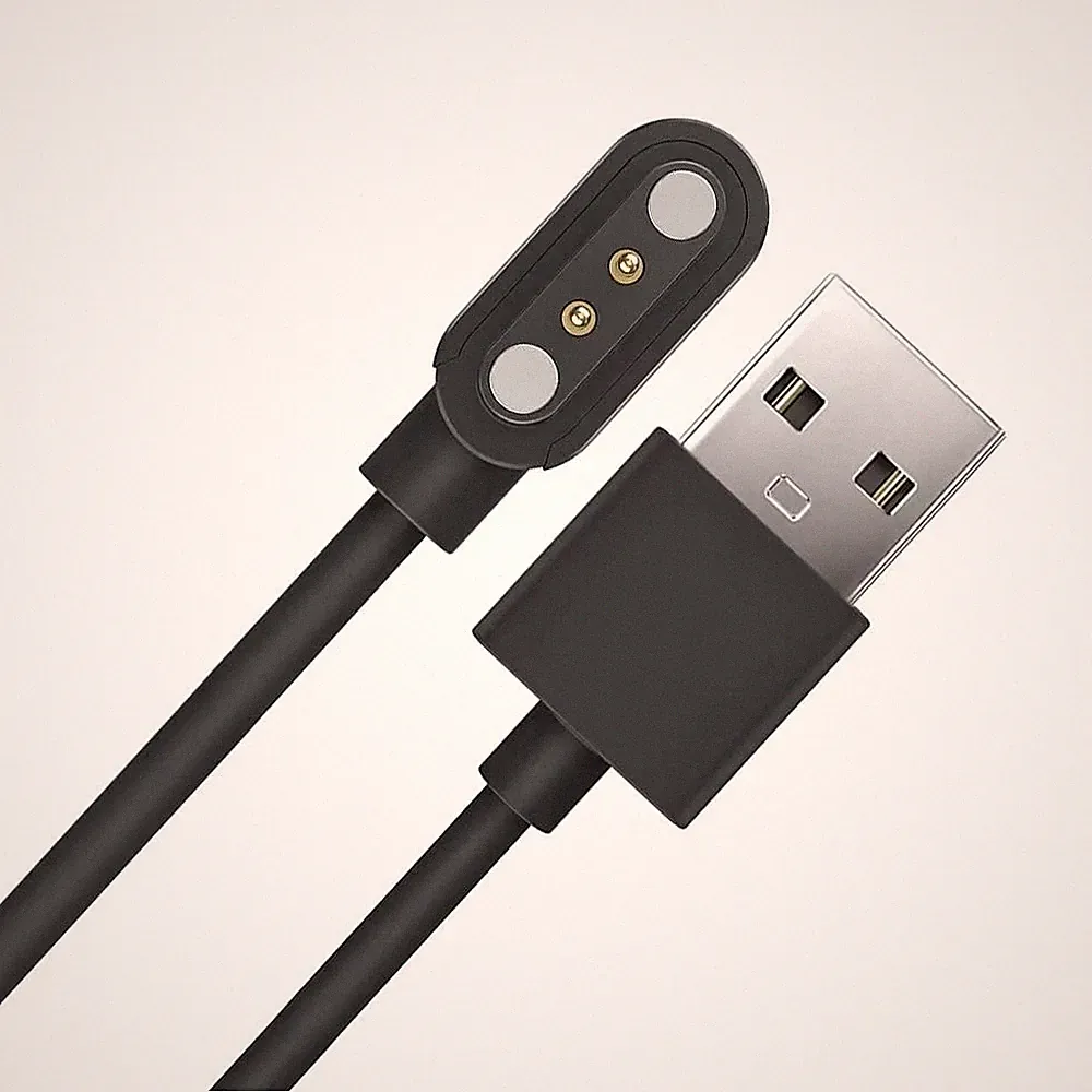 USB A Ladekabel 80cm für Smartwatch Magnetisch 2polig Portable Schwarz 4mm