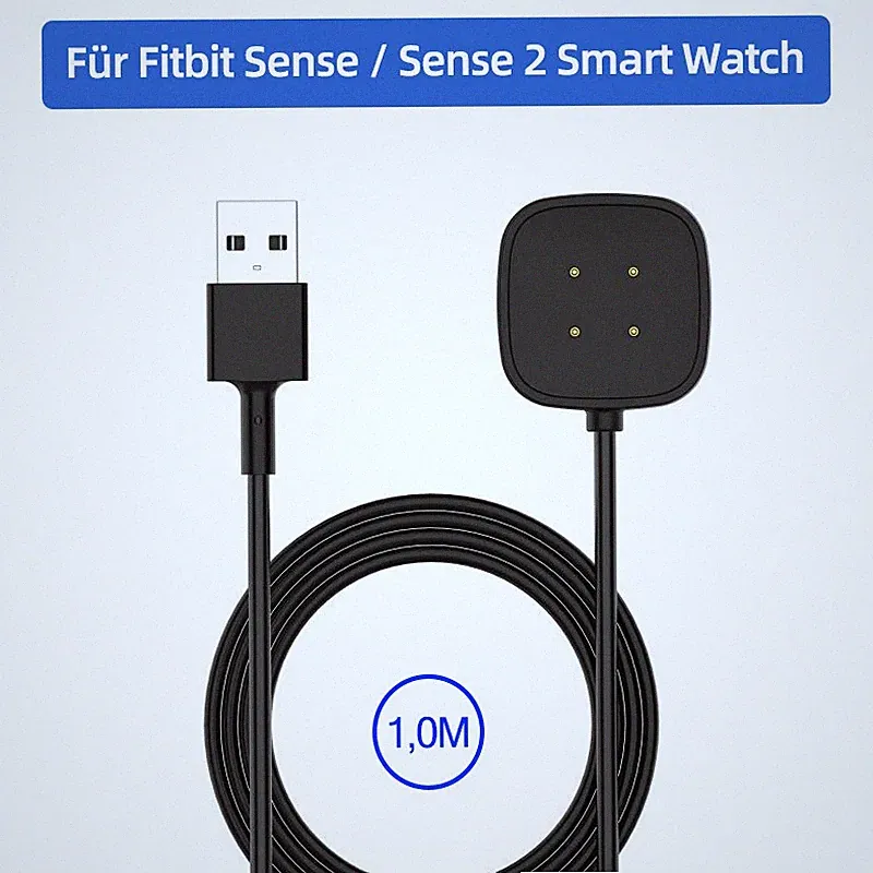 USB Ladegerät Für Fitbit Sense / Sense 2 Smart Watch Magnetisch Ladekabel 1m