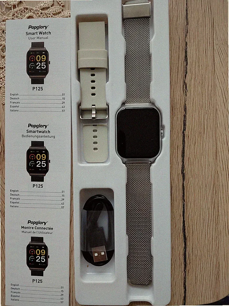 Verkaufe SmartWatch Der Firma Popgloy mit 2 Kleinen Kratzern und Metall Armband