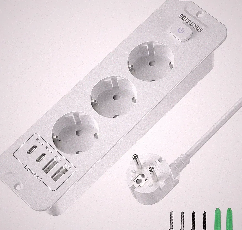 Versenkbare Steckdose Mit USB, 3 Fach Einbausteckdose Mit 2 USB, Tischplatte Ver