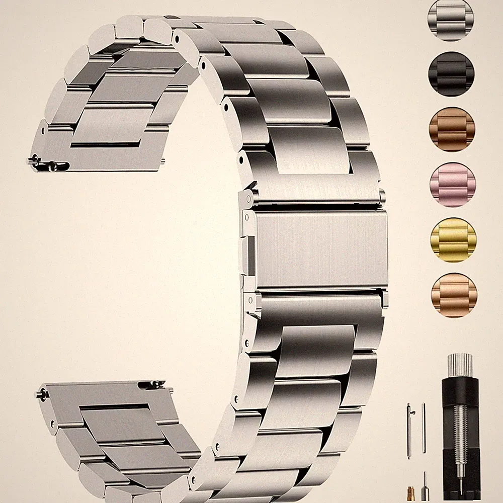 Vielseitiges 20mm Edelstahl Uhrenarmband - für Smartwatches & Uhren