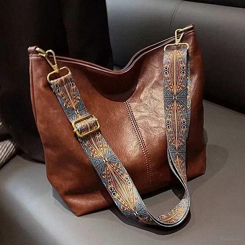 Vintage Damen Schultertasche Boho Umhängetasche Lederlook