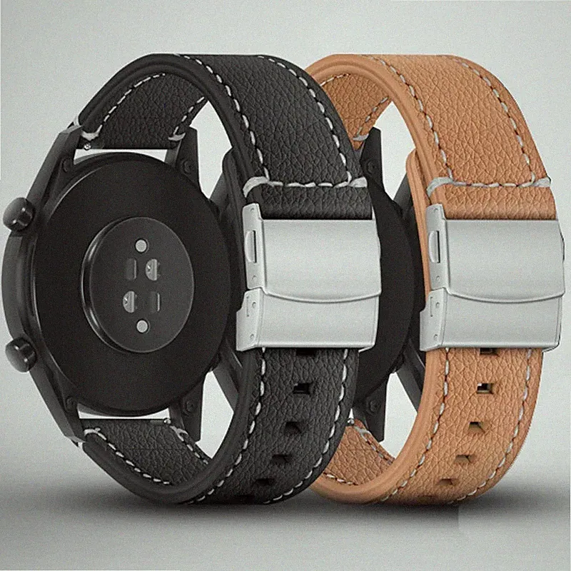 Vintage Leder Uhrenarmband für Smartwatch 22mm schwarz braun gepolstert Schnellv