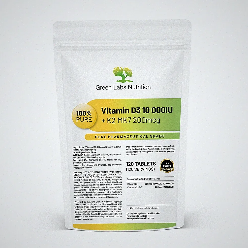 Vitamin D3 10000 IE + K2 MK7 200 mcg Tab – Immunsystem, Knochen, Muskeln & Zähne