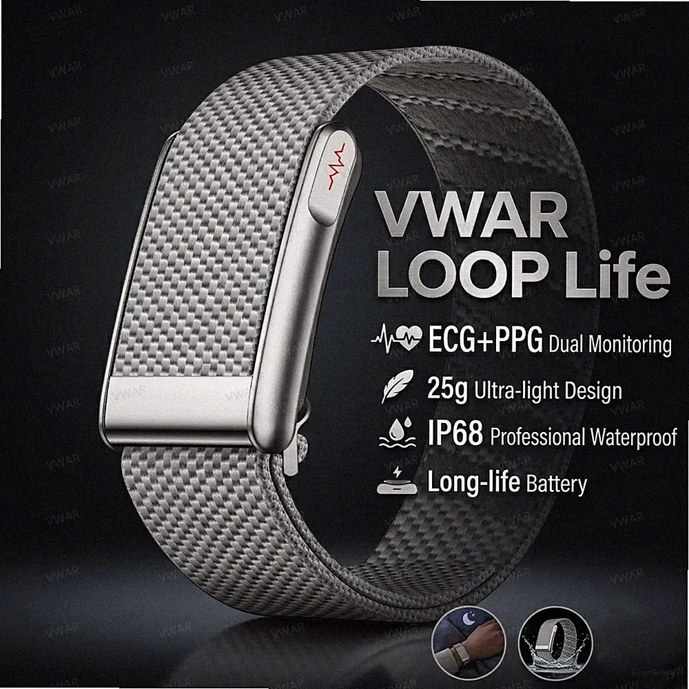 VWAR Loop Life Fitness Tracker Smartwatch EKG SpO2 Herzfrequenz IP68 Silber