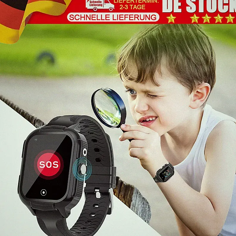 Wasserdichte Kids Smartwatch mit LBS,SOS Kinder Telefonuhr Armbanduhr