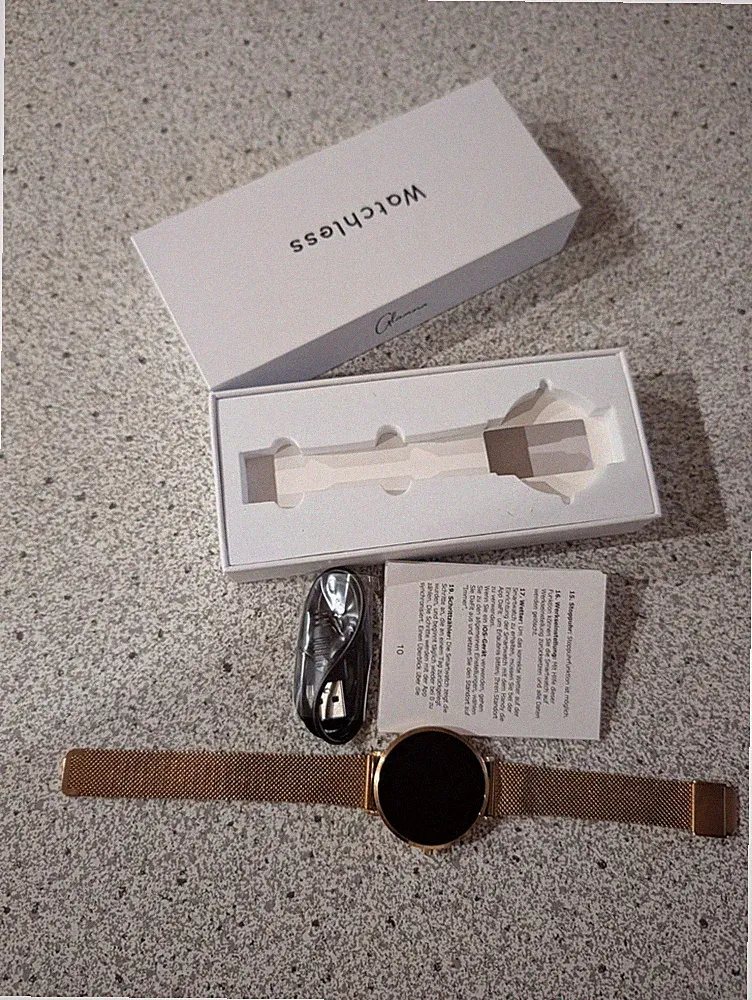 Watchless T8 Smartwatch 42mm Schwarz Roségold Fitness Tracking