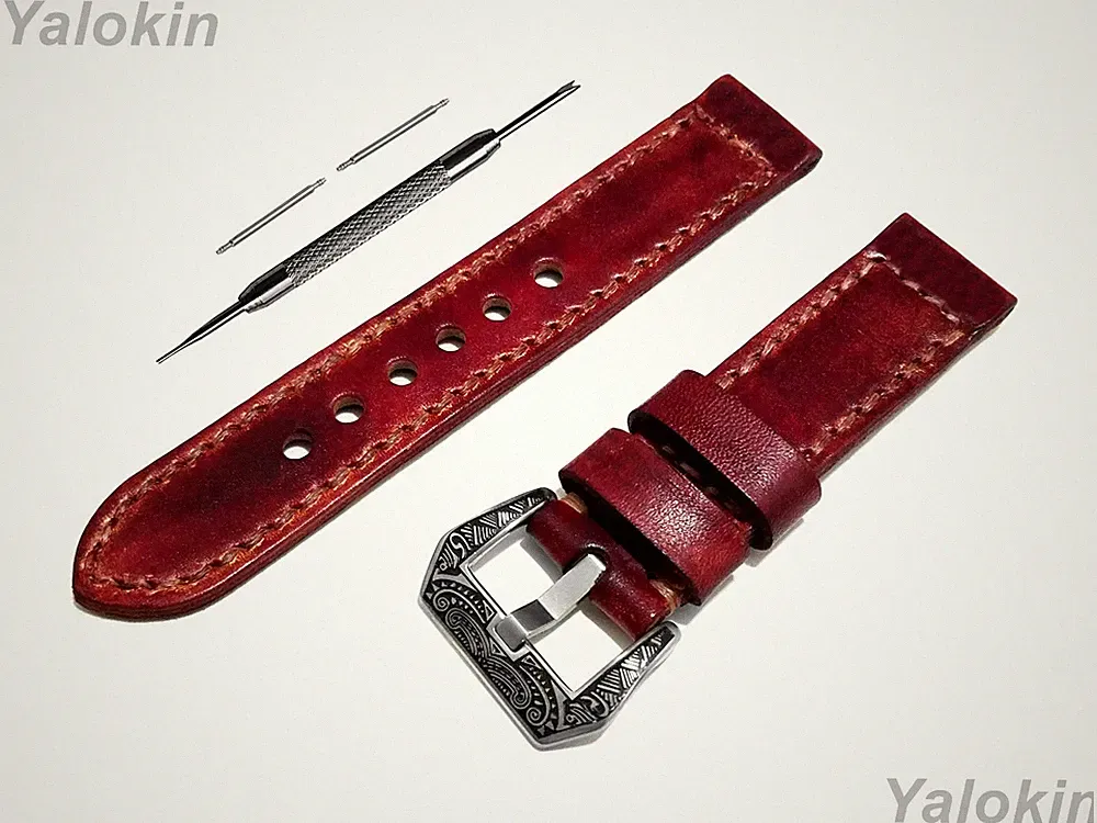 Weinrot Gebürstet Leder Band Armband für Garmin Venu X1 Fitness Smartwatch -B24