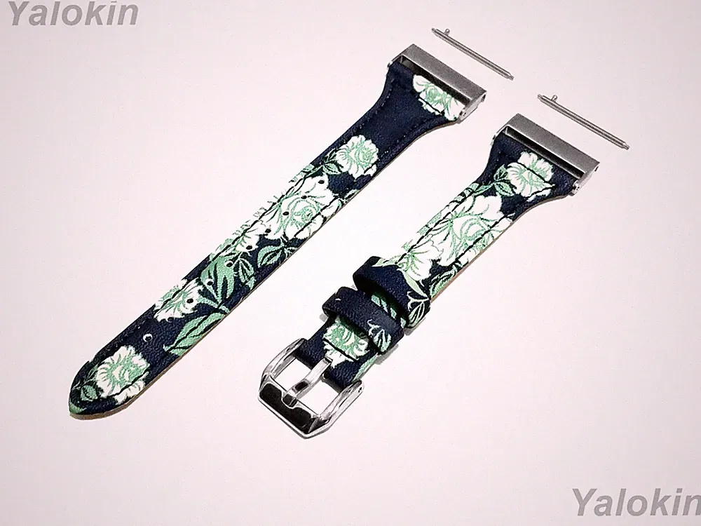 Weiß Rosen Slim Leder Band für Garmin Venu X1 Fitness Smartwatch -A24B22