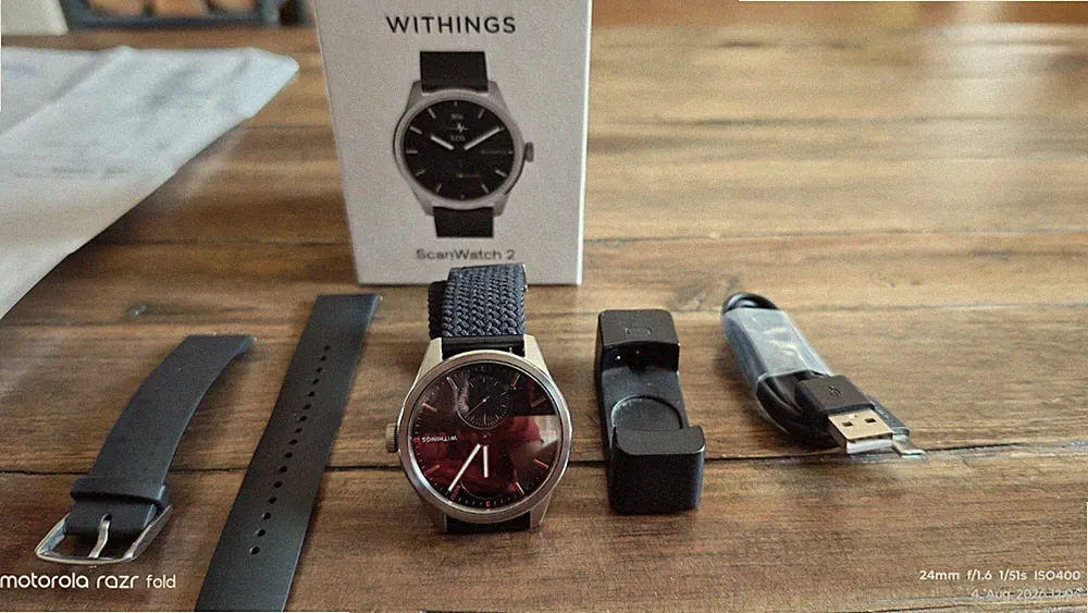 Withings ScanWatch 2 42 mm Hybrid-Smartwatch Herzfrequenz Schwarz/Edelstahl