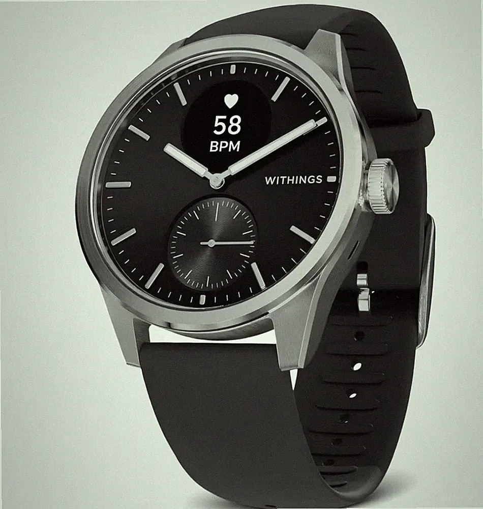 Withings ScanWatch 2 42 mm Hybrid-Smartwatch Herzfrequenz Schwarz/Silber