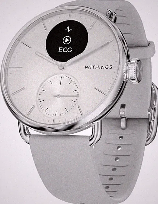 Withings ScanWatch 2 Hybrid Smart Watch Uhr Tracker ECG GPS 38mm Weiß Silber