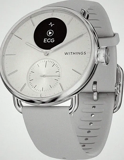 Withings ScanWatch 2, Hybrid Smartwatch, ECG, Vernetztes GPS, 38mm, Weiß