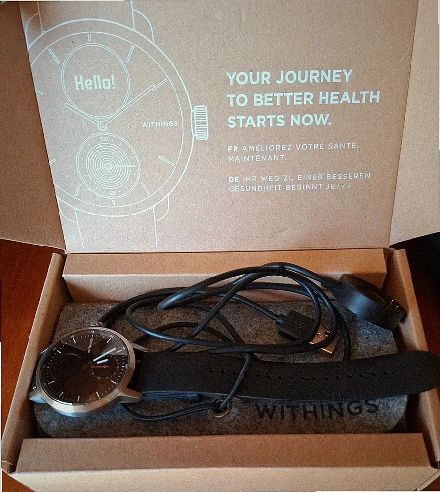Withings ScanWatch Hybrid-Smartwatch 42 mm EKG Puls O2 silber/schwarz iOS defekt