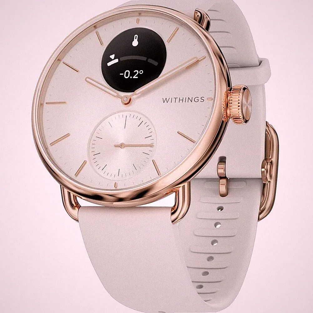 Withings ScanWatch Vitals 38mm Hybrid Smartwatch Weiß Body Temp Sleep Tracking