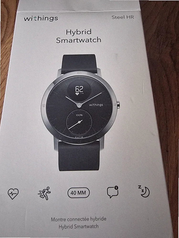 Withings Steel HR - Hybrid Smartwatch mit Silikonarmband in Schwarz...