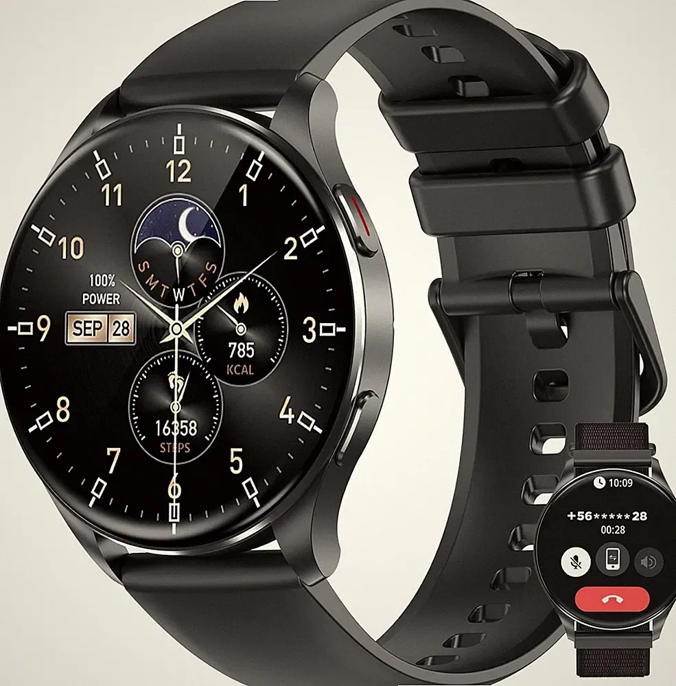 X20 Herren Smartwatch AMOLED Display Fitnessuhr für Android & iOS - 2 Armbänder
