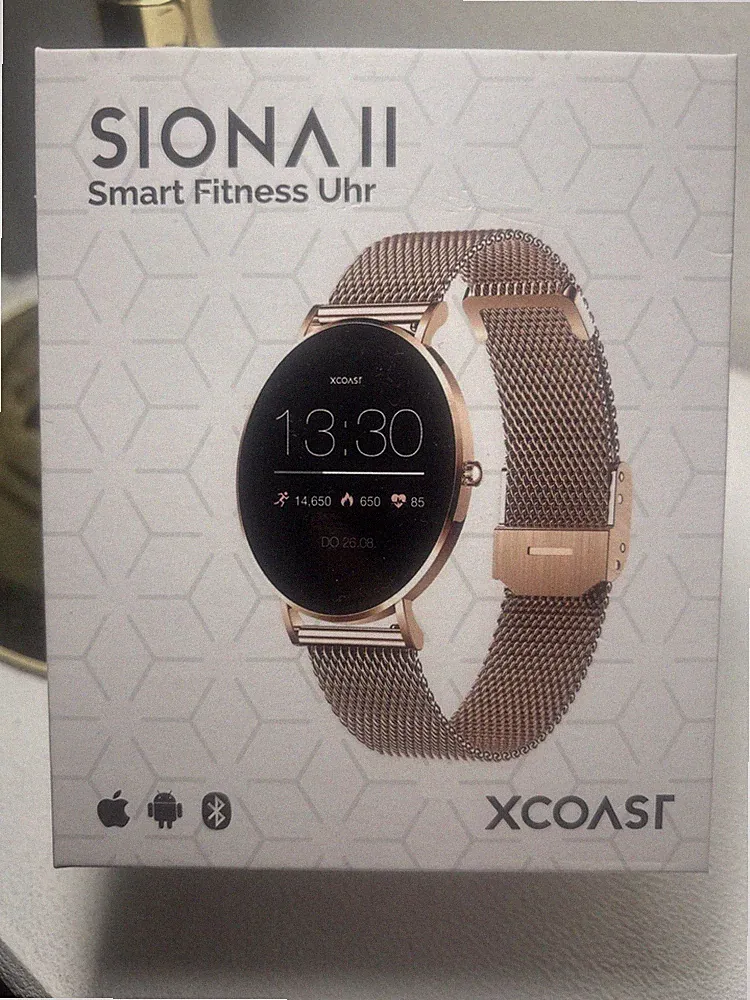 XCOAST SIONA 2 Damen Smartwatch iOS & Android Rosegold & schw. Wechselarmband