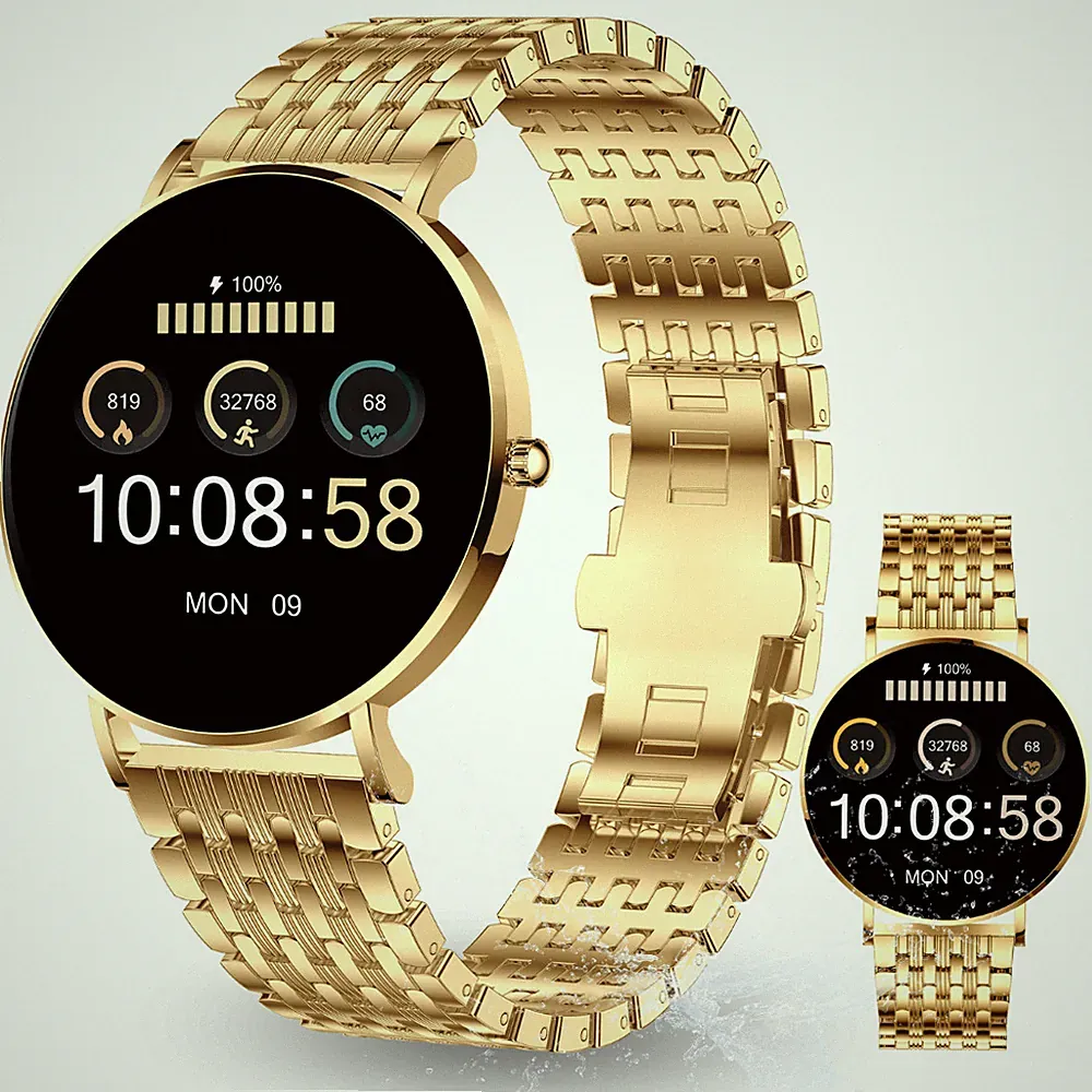 XCOAST SIONA 2 Elegance Gold Damen Smartwatch - AMOLED, Wasserdicht, Fitnessuhr