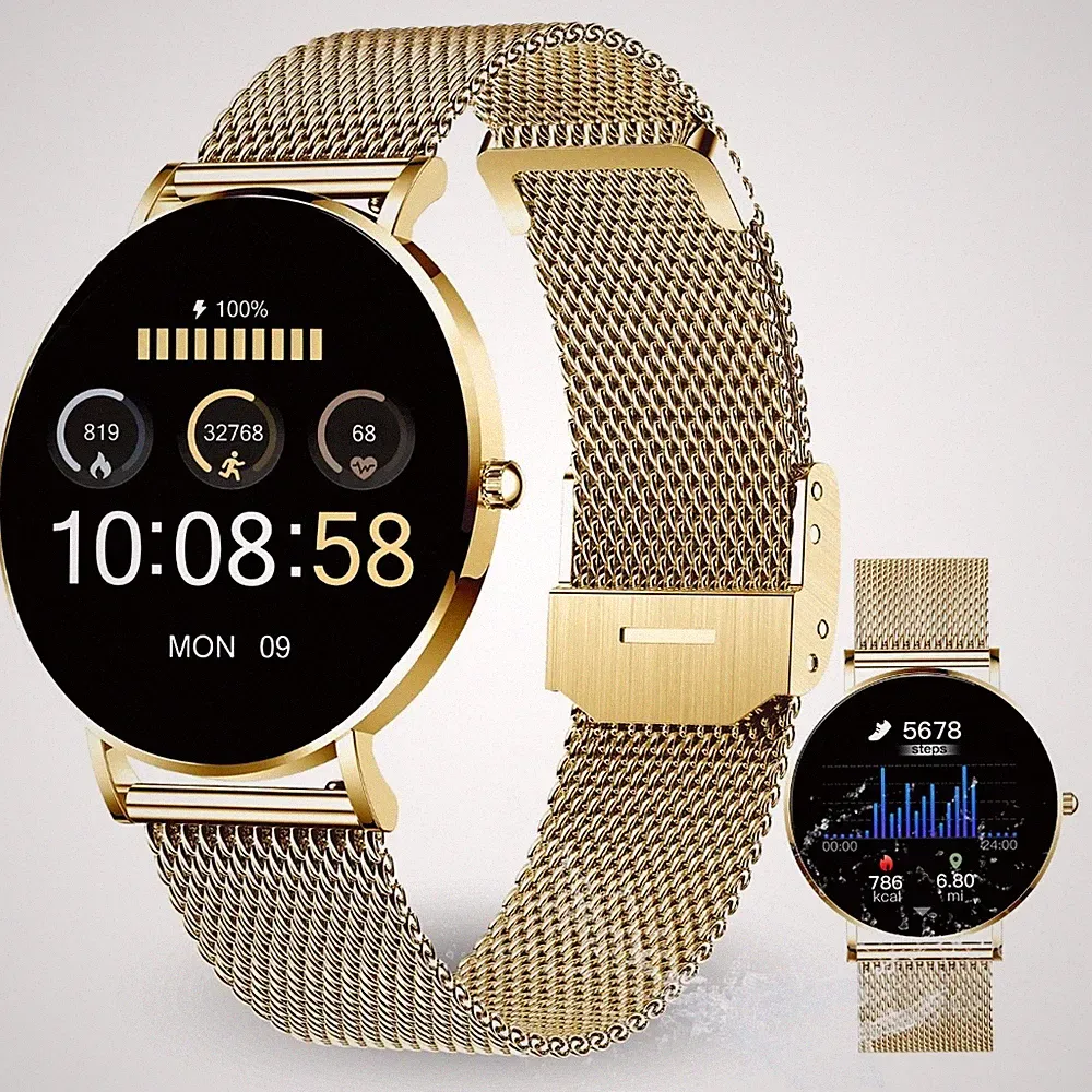 XCOAST SIONA 2 Smartwatch Damen und Fitnessuhr in Gelbgold