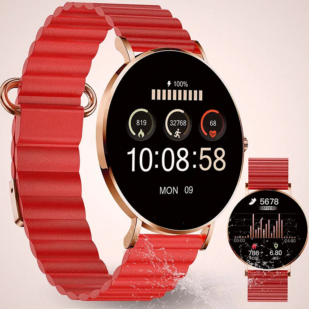 XCOAST SIONA 2 Wave Red Damen Smartwatch - ultra flach, wasserdicht, Fitnessuhr