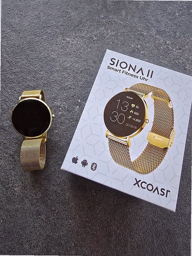 XCOAST SIONA II Smartwatch Fitnessuhr 42 mm Gold Milanaise vergoldet