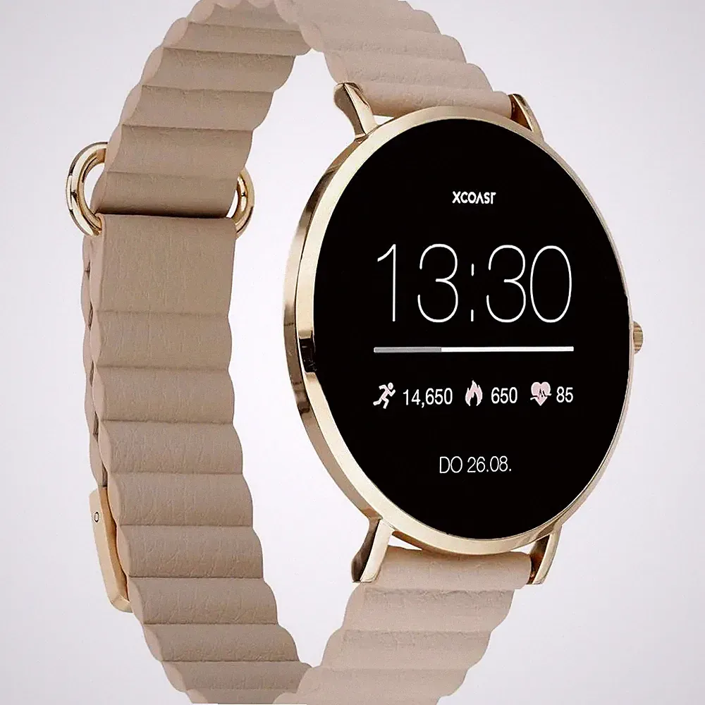 XCOAST Smartwatch Uhr Damen Fitness SIONA 2 Wave Sand Touchdisplay