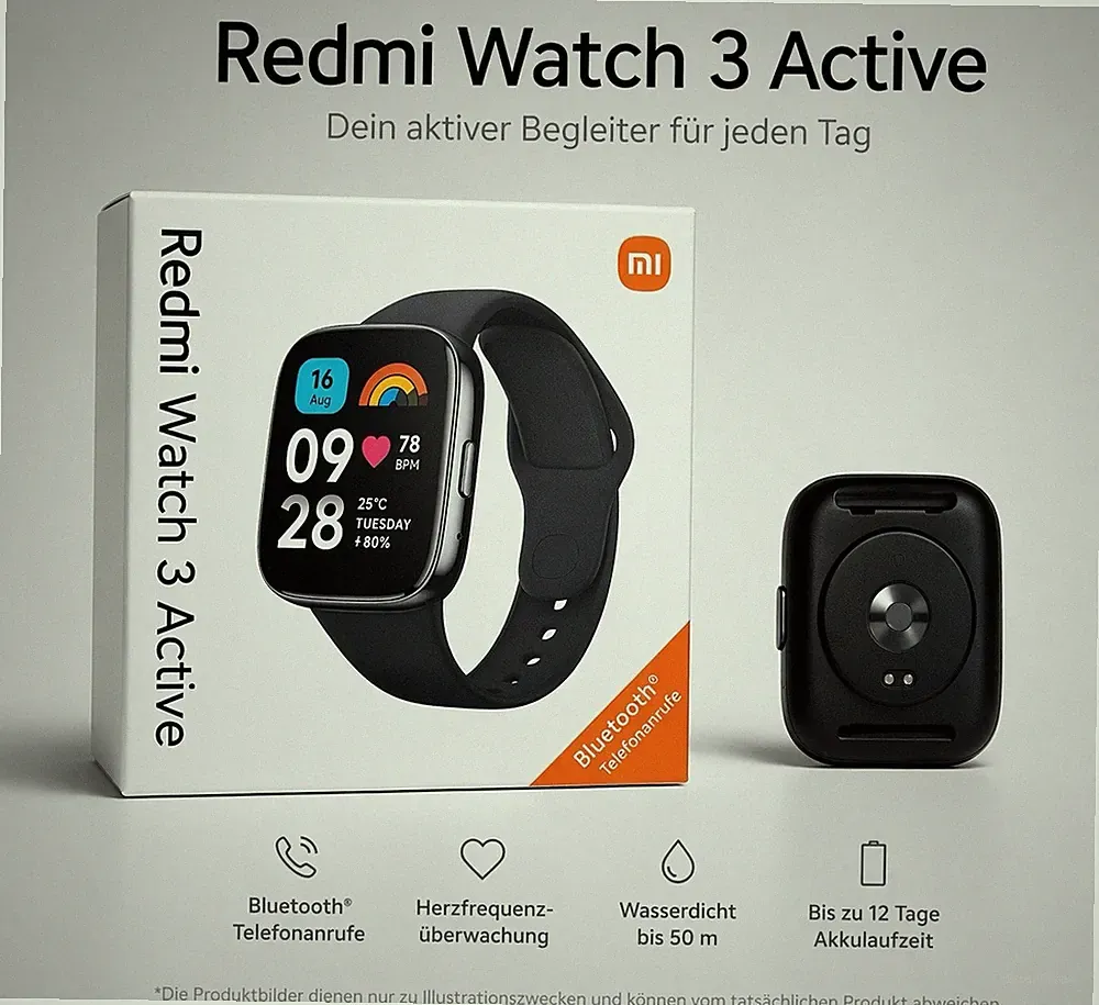 Xiaomi Redmi Watch 3 Active Smartwatch 47mm schwarz inkl. Armband/Ladekabel OVP
