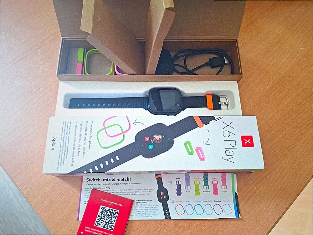 Xplora X6 Play Kinder-Smartwatch 45mm Schwarz 4G GPS Touchscreen +Kabel